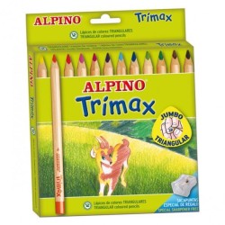 ALPINO LÁPICES DE COLORES TRIMAX 177MM + SACAPUNTAS C/SURTIDOS ESTUCHE 12 UD
