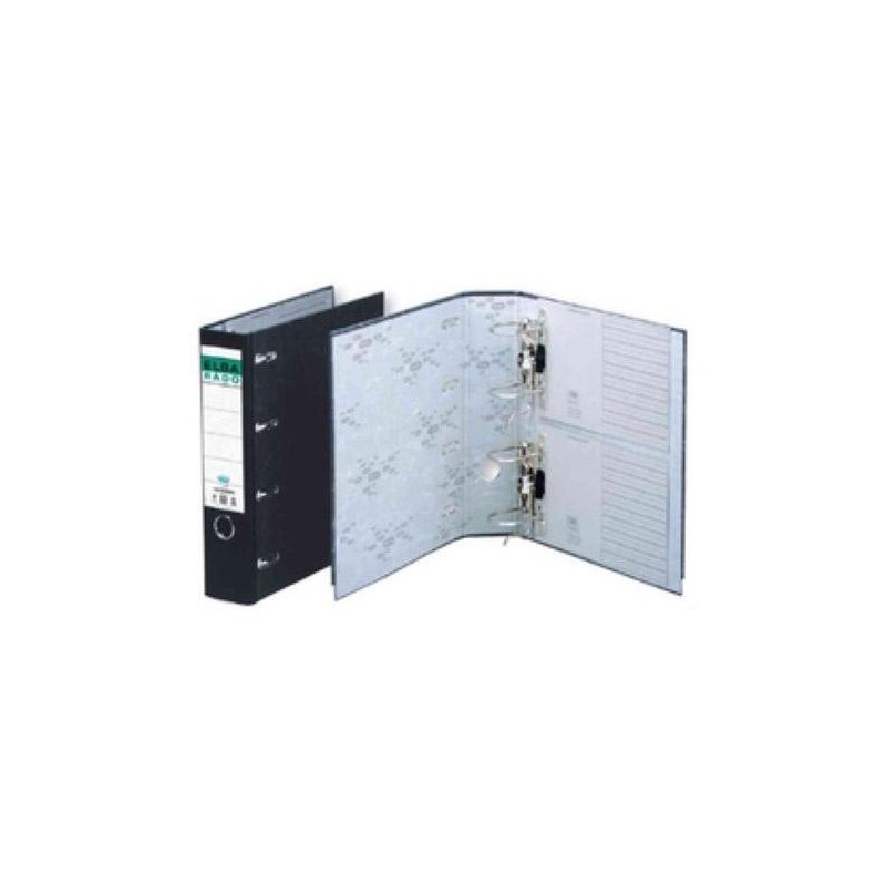 ELBA ARCHIVADOR DOBLE MECANISMO LOMO ANCHO RADO A4 CARTÓN EXTRA RÍGIDO JASPEADO NEGRO