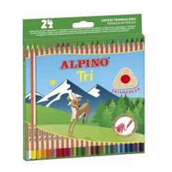 ALPINO LÁPICES DE COLORES TRI 175MM C/SURTIDOS ESTUCHE 24 UD