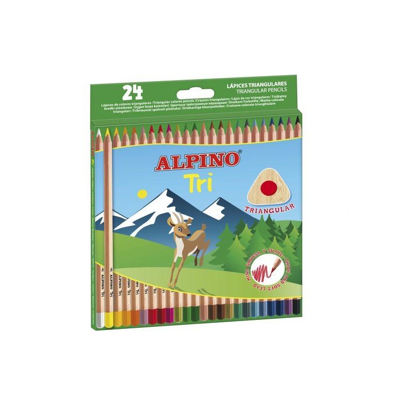 ALPINO LÁPICES DE COLORES TRI 175MM C/SURTIDOS ESTUCHE 24 UD
