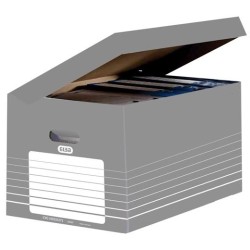 ELBA CAJA CONTENEDOR TAPA INTEGRADA AUTOMONTABLE 34,5X45CM GRIS