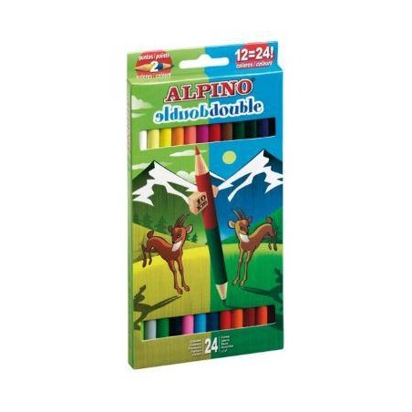 ALPINO LÁPICES DE COLORES DOUBLE 177MM DOBLE PUNTA Y COLOR SURTIDOS ESTUCHE 12 UD