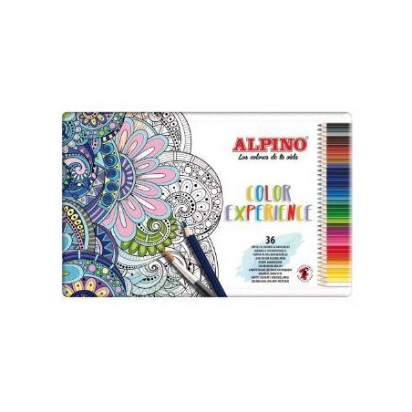 ALPINO LÁPICES DE COLORES EXPERIENCE ACUARELABLES 177MM C/SURTIDOS ESTUCHE METÁLICO 36 UD