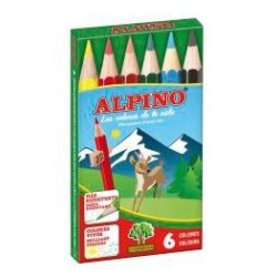 ALPINO LÁPICES DE COLORES CORTOS 85MM C/SURTIDOS ESTUCHE 6 UD