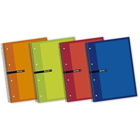 ENRI CUADERNO ESPIRAL MICROPERFORADO 120H+40H A4+ 5X5MM 4 TALADROS 5 BANDAS COLOR T/EXTRADURAS C/SURTIDOS