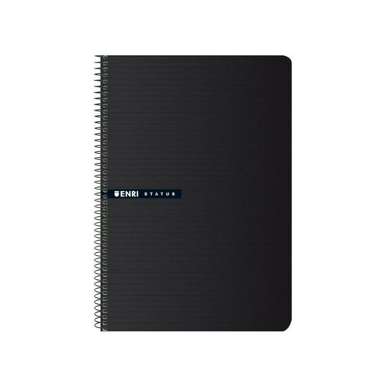 ENRI CUADERNO ESPIRAL TAPA DURA 100H FOLIO 70GR CUADRÍCULA 4X4 NEGRO