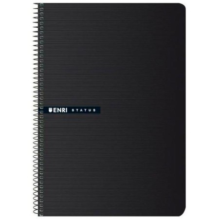 ENRI CUADERNO ESPIRAL TAPA DURA 100H FOLIO 70GR CUADRÍCULA 4X4 NEGRO