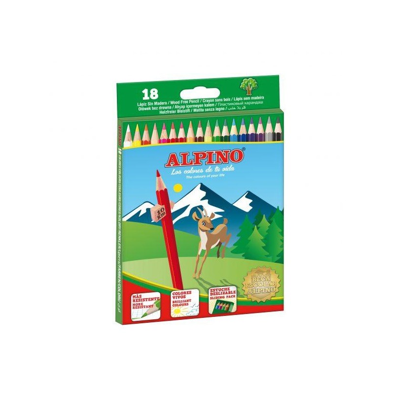 ALPINO LÁPICES DE COLORES 175MM C/SURTIDOS ESTUCHE 18 UD