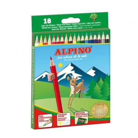 ALPINO LÁPICES DE COLORES 175MM C/SURTIDOS ESTUCHE 18 UD