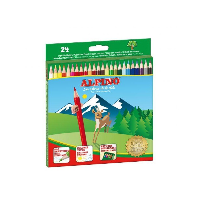 ALPINO LÁPICES DE COLORES 175MM C/SURTIDOS ESTUCHE 24 UD