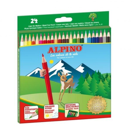 ALPINO LÁPICES DE COLORES 175MM C/SURTIDOS ESTUCHE 24 UD