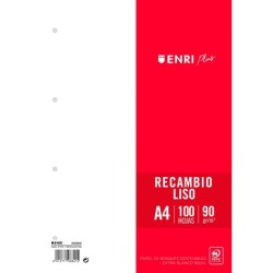 ENRI RECAMBIO PLUS 100H A4 90GR LISO 4 TALADROS BLANCO