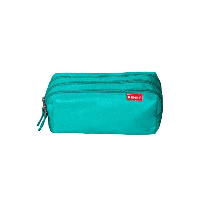 ENRI ESTUCHE 3 CREMALLERAS POLIÉSTER VERDE AZULADO