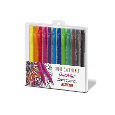 ALPINO ROTULADORES COLOR EXPERIENCE DUAL ARTIST DOBLE PUNTA PERFILA/COLOREA C/SURTIDOS ESTUCHE 12 UD