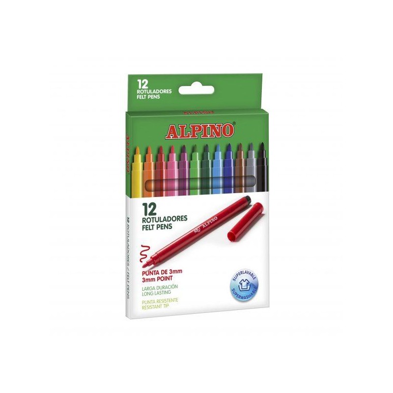 ALPINO ROTULADORES LARGA DURACIÓN ESTUCHE DE 12 C/SURTIDOS