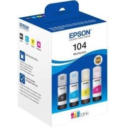 EPSON TINTA BOTES MULTIPACK BK / C / M / Y - ET-2710, 2711, 2726, 2815 - Nº 104