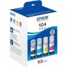 EPSON TINTA BOTES MULTIPACK BK / C / M / Y - ET-2710, 2711, 2726, 2815 - Nº 104