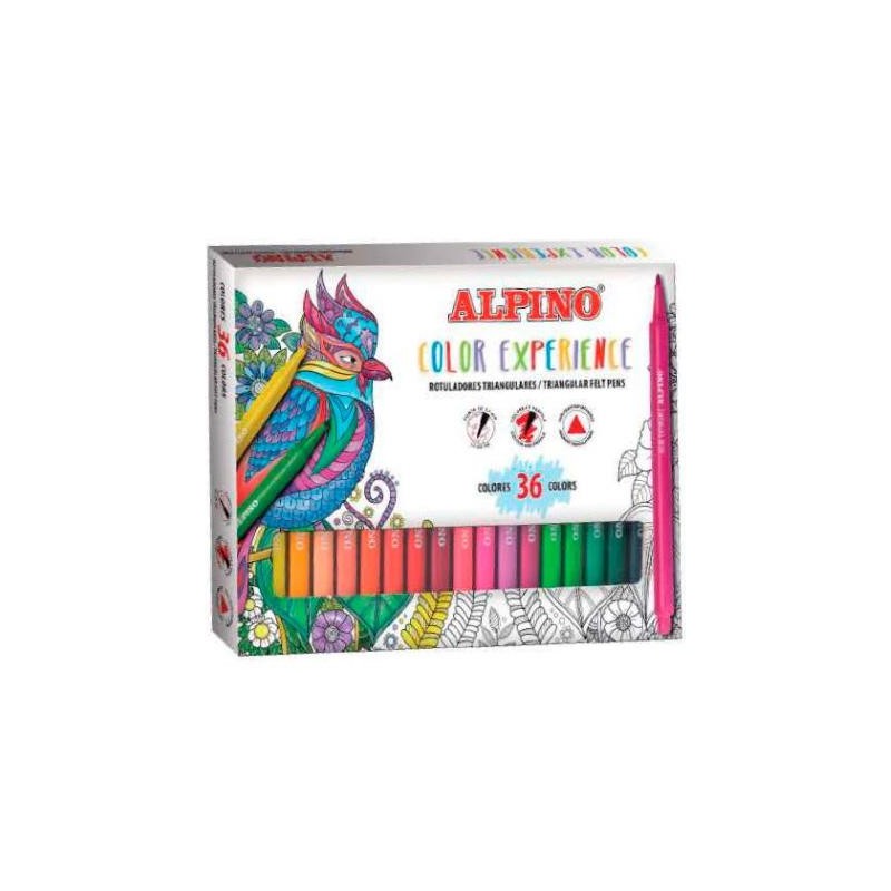 ALPINO ROTULADORES COLOR EXPERIENCE TRIANGULARES PUNTA 2,3MM C/SURTIDOS ESTUCHE 36 UD