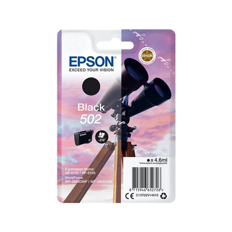 EPSON SINGLEPACK BLACK 502 INK (XP-5100, XP-5105, WF-2860DWF, WF-2865DWF)