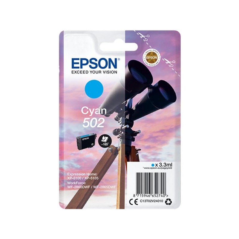 EPSON SINGLEPACK CYAN 502 INK (XP-5100, XP-5105, WF-2860DWF, WF-2865DWF)