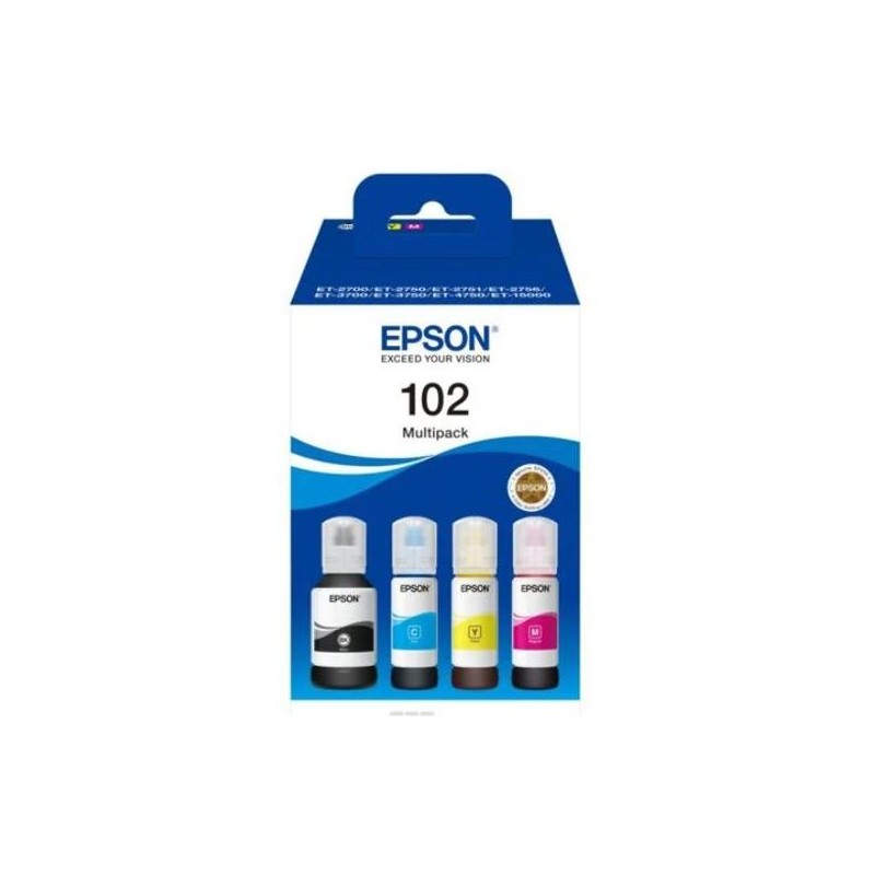 EPSON TINTA BOTE BK / C / M / Y ET-4750 UNLIMITED, ET-4750, ET-3750 UNLIMITED, ET-3750,ET-3700, ET-2756, ET-2751, ET-2750 UNLIMI