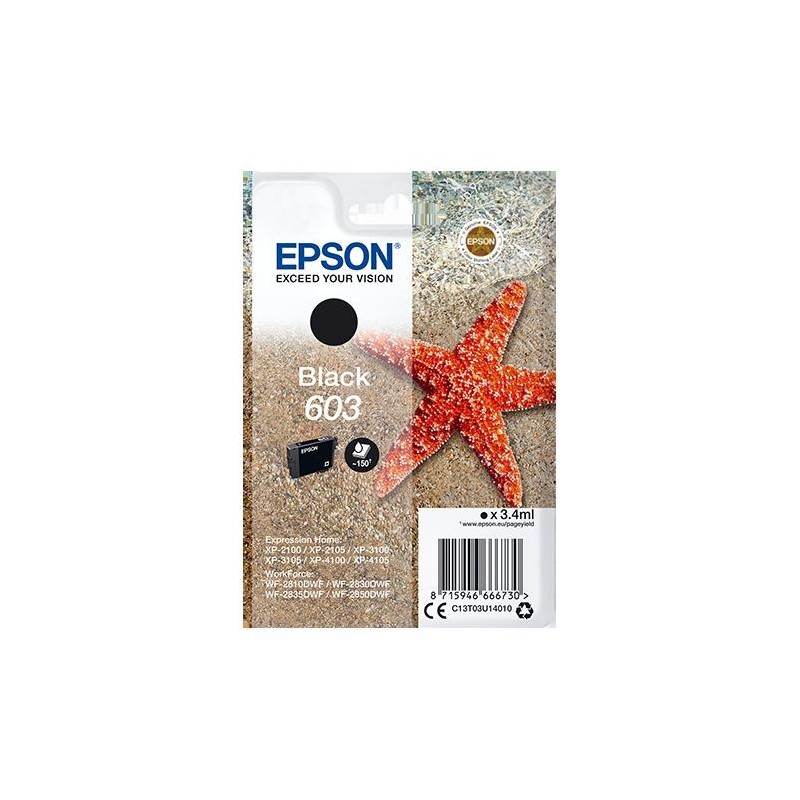 EPSON TINTA NEGRO XP-2100, 3100, 4100 / WF-2830DWF, 2850DW - Nº 603