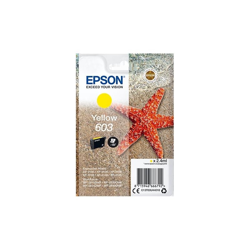 EPSON TINTA AMARILLO XP-2100, 3100, 4100 / WF-2830DWF, 2850DW - Nº 603