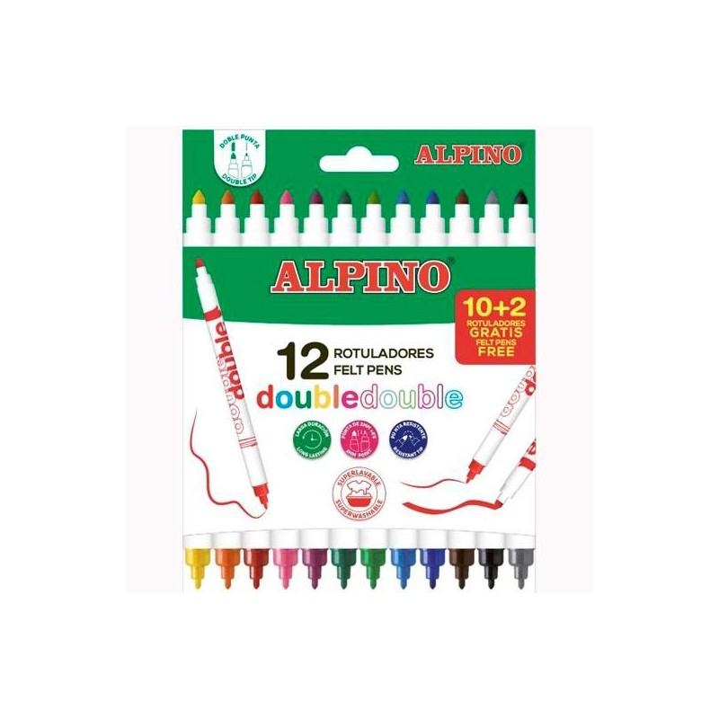 ALPINO ROTULADORES DOUBLE DOBLE PUNTA FINA/GRUESA ESTUCHE DE 10+2 C/SURTIDOS