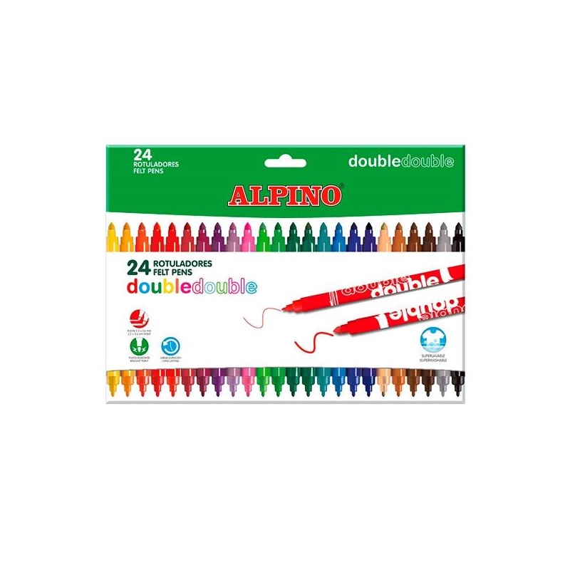 ALPINO ROTULADORES DOUBLE DOBLE PUNTA FINA/GRUESA ESTUCHE 24 C/SURTIDOS