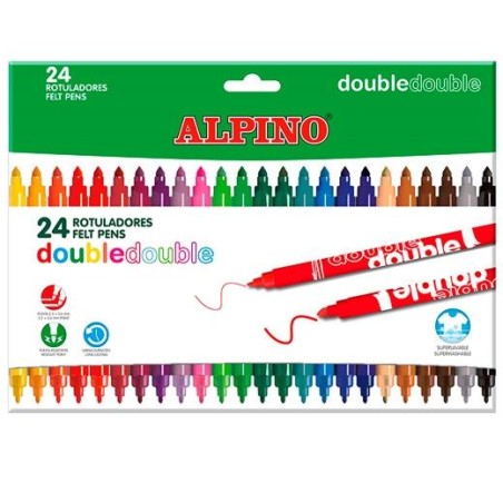 ALPINO ROTULADORES DOUBLE DOBLE PUNTA FINA/GRUESA ESTUCHE 24 C/SURTIDOS