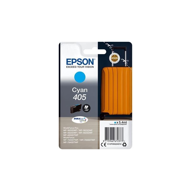 EPSON TINTA CIAN WORKFORCE PRO WF-3820DWF, 3825DWF, 4820DWF, 4825DWF, 4830DTWF, 7830DTWF, 7835DTWF, 7840DTWF - Nº 405