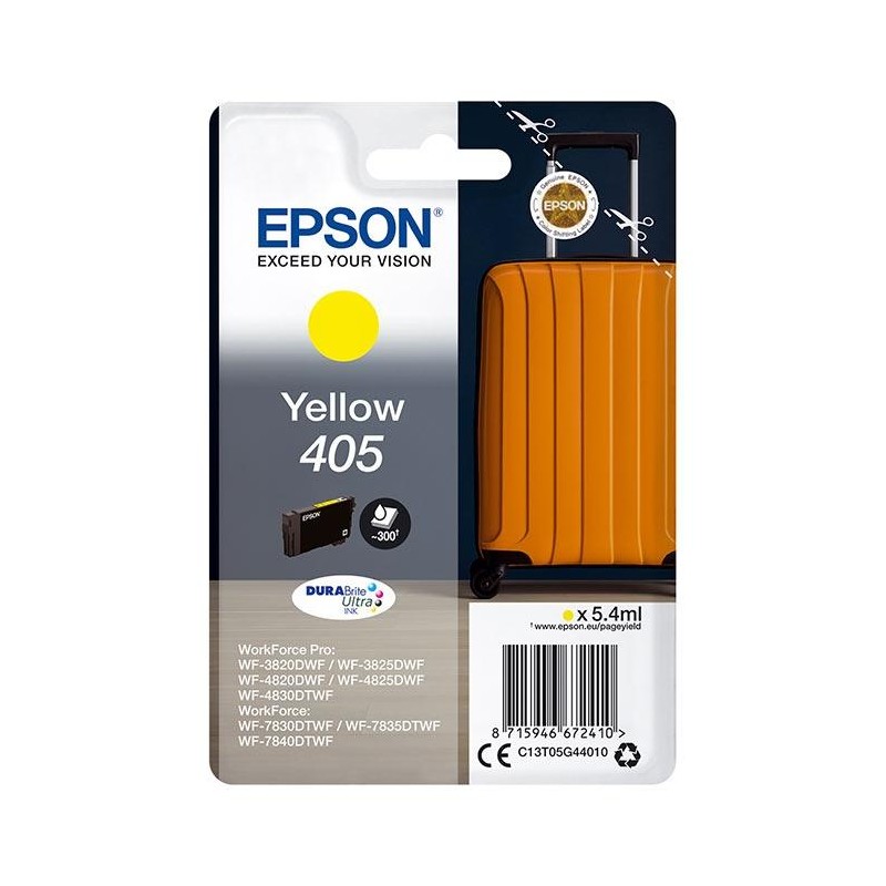 EPSON TINTA AMARILLO WORKFORCE PRO WF-3820DWF, 3825DWF, 4820DWF, 4825DWF, 4830DTWF, 7830DTWF, 7835DTWF, 7840DTWF - Nº 405