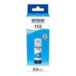 EPSON TINTA BOTE CIAN ECOTANK ET-5850, ET-5800, ET-16650, ET-16600, ET-5880, ET-5170 - Nº 113