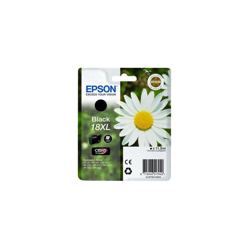 EPSON TINTA NEGRO EXPRESSION HOME XP-102/205/215/305/405 - Nº18XL