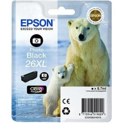 EPSON TINTA NEGRO FHOTO CLARIA PREMIUM XP 510 520 600 605 610 615 620 625 700 710 720 800 810 820 - 26XL ALTA CAPACIDAD