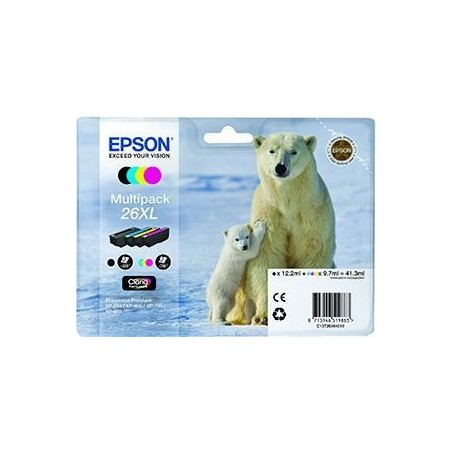 EPSON MULTIPACK BK/C/M/Y CLARIA PREMIUM XP 510 520 600 605 610 615 620 625 700 710 720 800 810 820 - 26XL ALTA CAPACIDAD