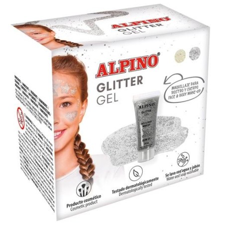 ALPINO GEL TRANSPARENTE CON PURPURINA GLITTER PLATA