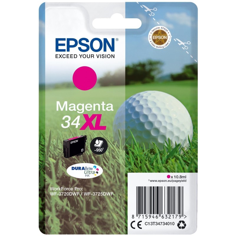 EPSON CARTUCHOS DE TINTA MAGENTA DURABRITE ULTRA INK, 34XL, EMBALAJE INDIVIDUAL, 1 X 10,8 ML