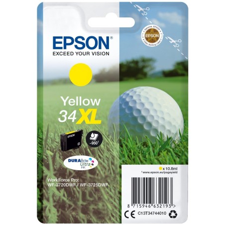 EPSON CARTUCHOS DE TINTA AMARILLO DURABRITE ULTRA INK, 34XL, EMBALAJE INDIVIDUAL, 1 X 10,8 ML