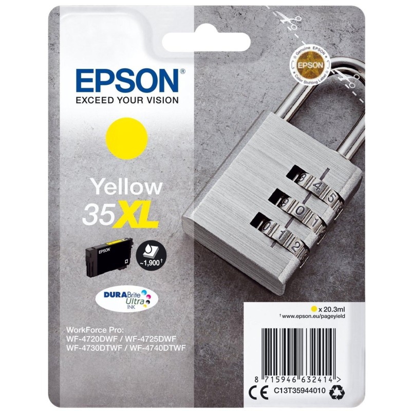 EPSON TINTA AMARILLO WORKFORCE PRO WF-4720DWF, 4725DWF, 4730DWF, 4730DTWF, 4740DTWF - Nº 35XL
