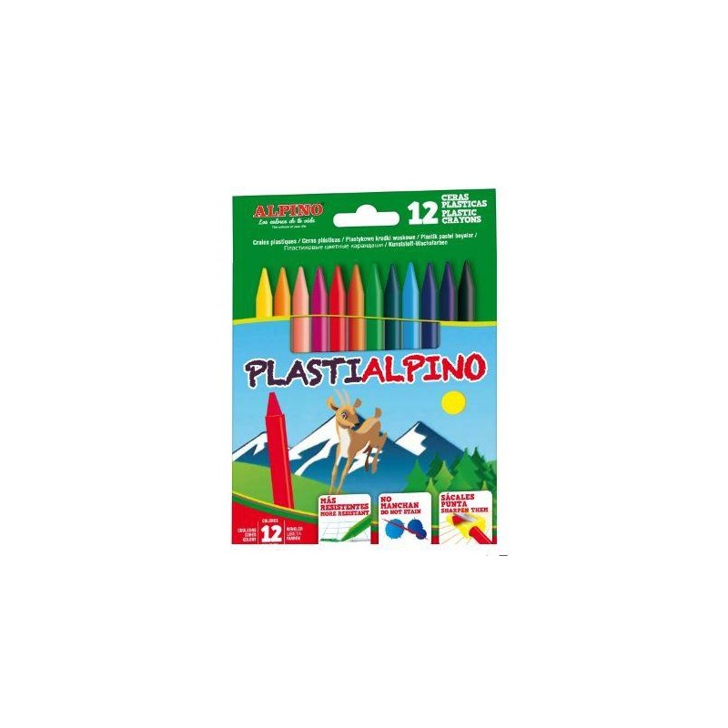 ALPINO CERAS PLÁSTICAS PLASTIALPINO 115MM NO MANCHAN ESTUCHE DE 12 C/SURTIDOS