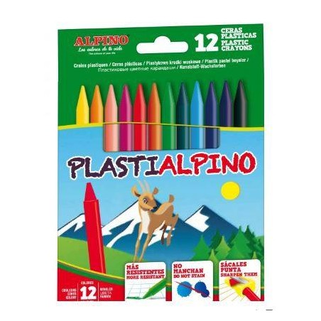 ALPINO CERAS PLÁSTICAS PLASTIALPINO 115MM NO MANCHAN ESTUCHE DE 12 C/SURTIDOS