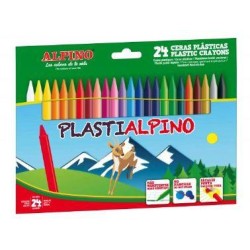 ALPINO CERAS PLÁSTICAS PLASTIALPINO 115MM NO MANCHAN ESTUCHE DE 24 C/SURTIDOS