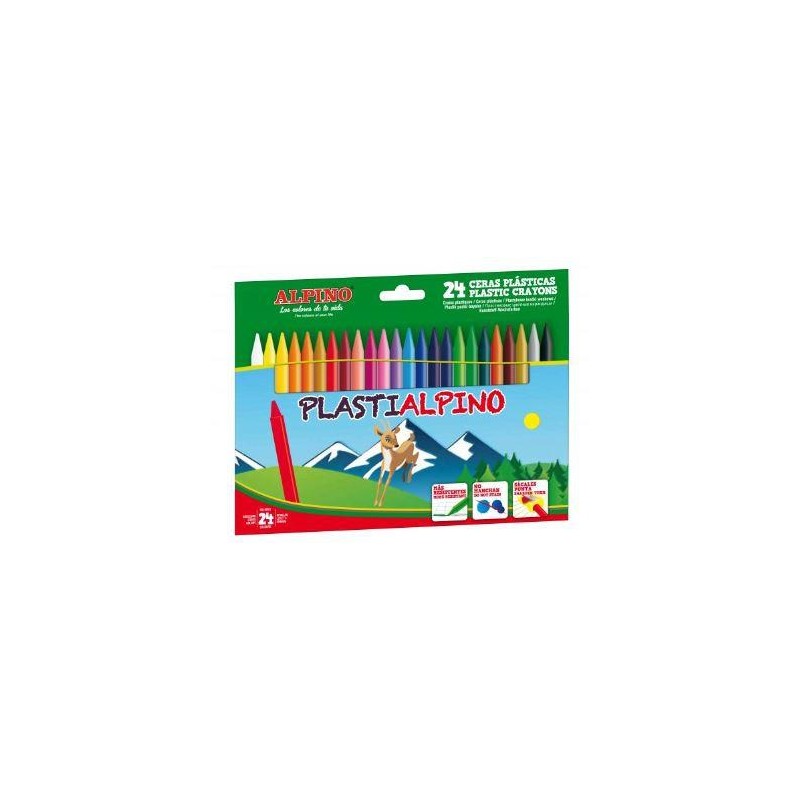 ALPINO CERAS PLÁSTICAS PLASTIALPINO 115MM NO MANCHAN ESTUCHE DE 24 C/SURTIDOS