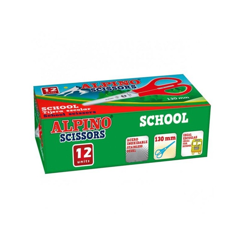 ALPINO TIJERAS ESCOLARES SCHOOL ESPECIAL ACERO INOXIDABLE C/SURTIDOS