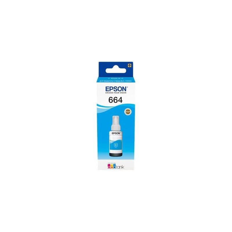 EPSON TINTA BOTE CIAN ECOTANK ECOTANK L355, 555 / ET-2500, 2550 , 2600 , 2650, 4500, 14000 - Nº 664