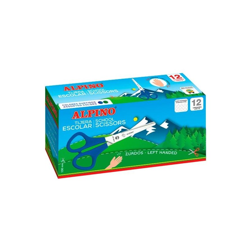 ALPINO TIJERAS ESCOLARES SCHOOL ESPECIAL ZURDOS ACERO INOXIDABLE C/SURTIDOS
