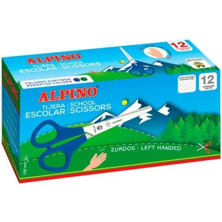 ALPINO TIJERAS ESCOLARES SCHOOL ESPECIAL ZURDOS ACERO INOXIDABLE C/SURTIDOS