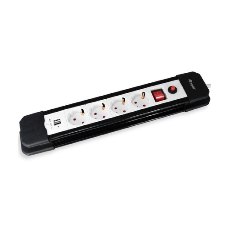 EQUIP REGLETA CON 4 TOMAS + 2 USB CON CABLE DE 1´5 M.Y BOTÓN DE APAGADO Y ENCENDIDO