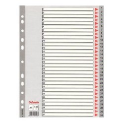 ESSELTE ÍNDICE NUMÉRICO MULTITALADRO 1-31 POLIPROPILENO A4 GRIS CON CARÁTULA ÍNDICE CARTÓN COLOR
